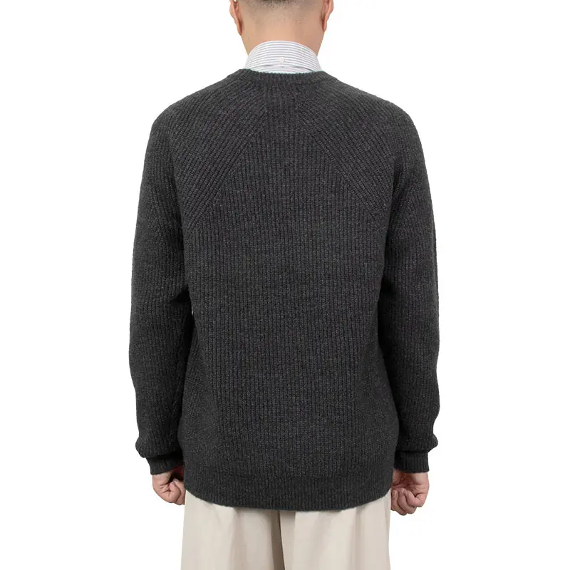 ニット セーター 長袖 クルーネック カジュアル グレー 秋冬 無地