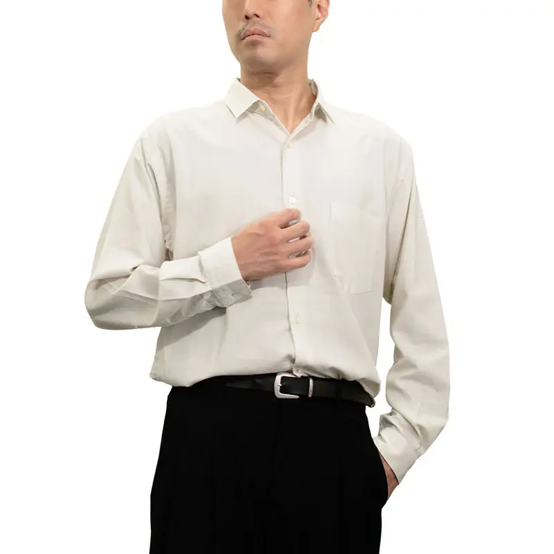 シャツ カジュアルシャツ ホワイト 白 きなり 無地 メンズ レーヨン