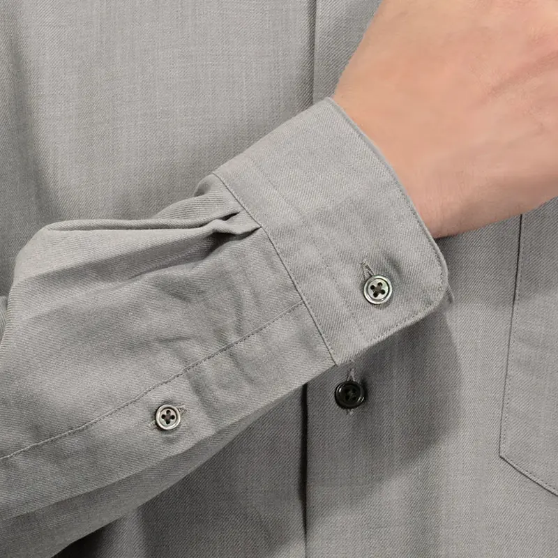 シャツ カジュアルシャツ グレー 無地 メンズ レーヨン とろみ