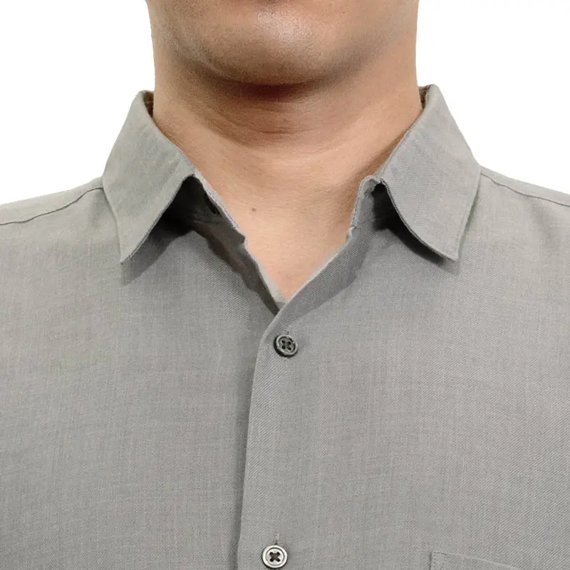 シャツ カジュアルシャツ グレー 無地 メンズ レーヨン とろみ