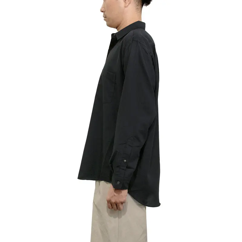 シャツ カジュアルシャツ グレー 無地 メンズ レーヨン とろみ