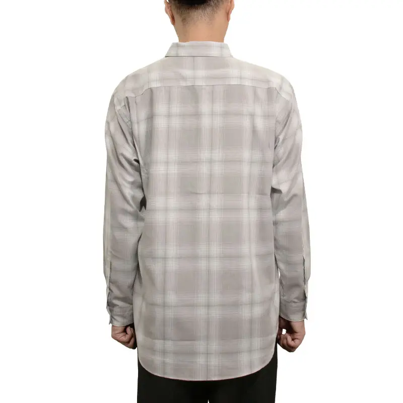 シャツ カジュアルシャツ グレー チェック メンズ レーヨン とろみ