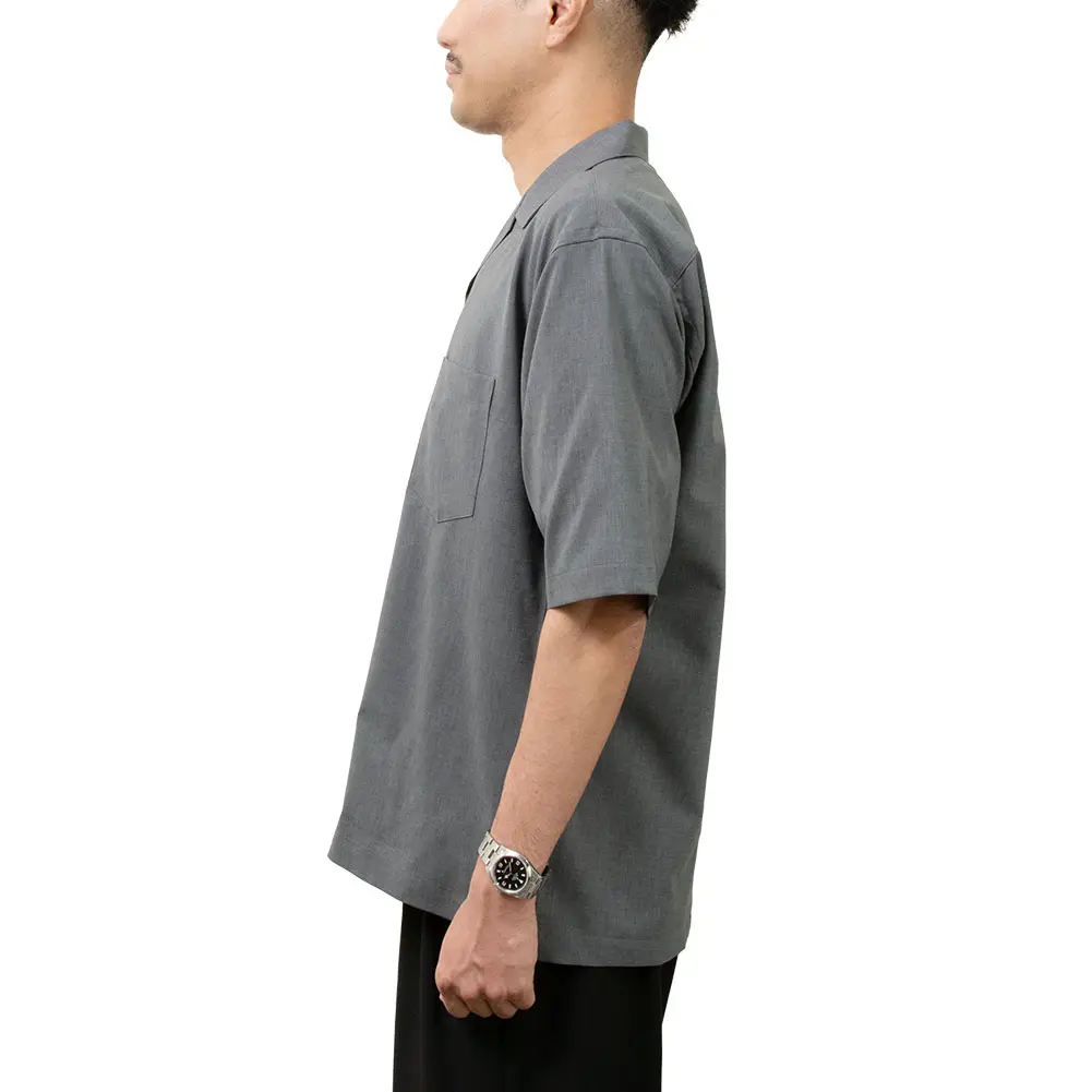 MARK＆LONAグレーの半袖 シャツ シャツ カジュアルシャツ グレー 半袖 夏 オープンカラー 開襟 メンズ