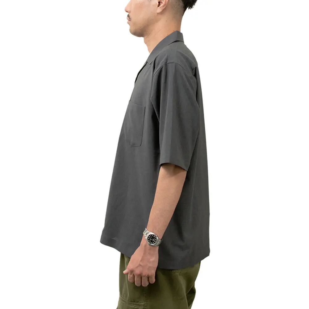 シャツ カジュアルシャツ グレー 半袖 夏 オープンカラー 開襟 メンズ