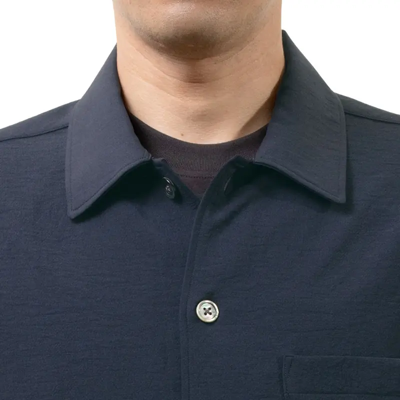 シャツ カジュアルシャツ 紺 ネイビー 半袖 夏 メンズ ストレッチ