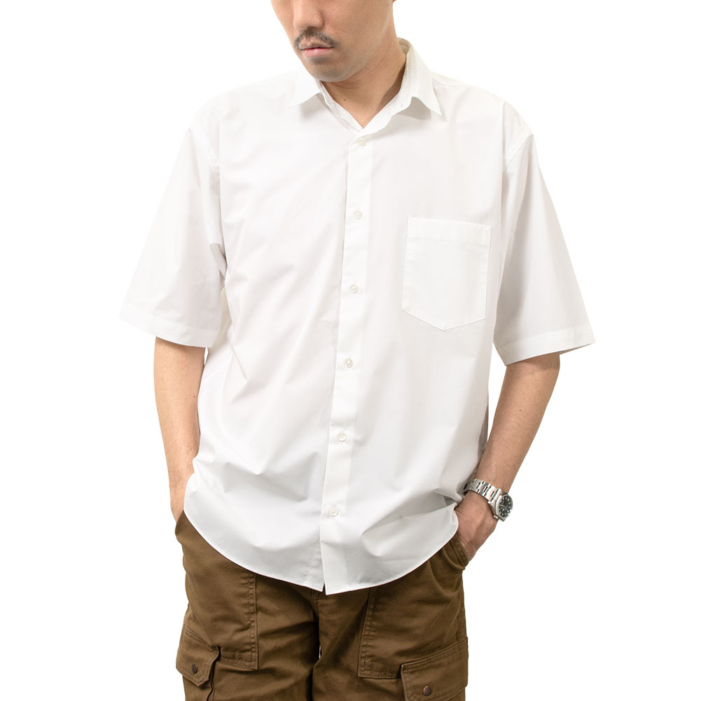 シャツ カジュアルシャツ ホワイト 白 半袖 夏 メンズ レーヨン 接触冷 シャツ カジュアルシャツ ホワイト 白 半袖 夏 メンズ レーヨン 接触冷