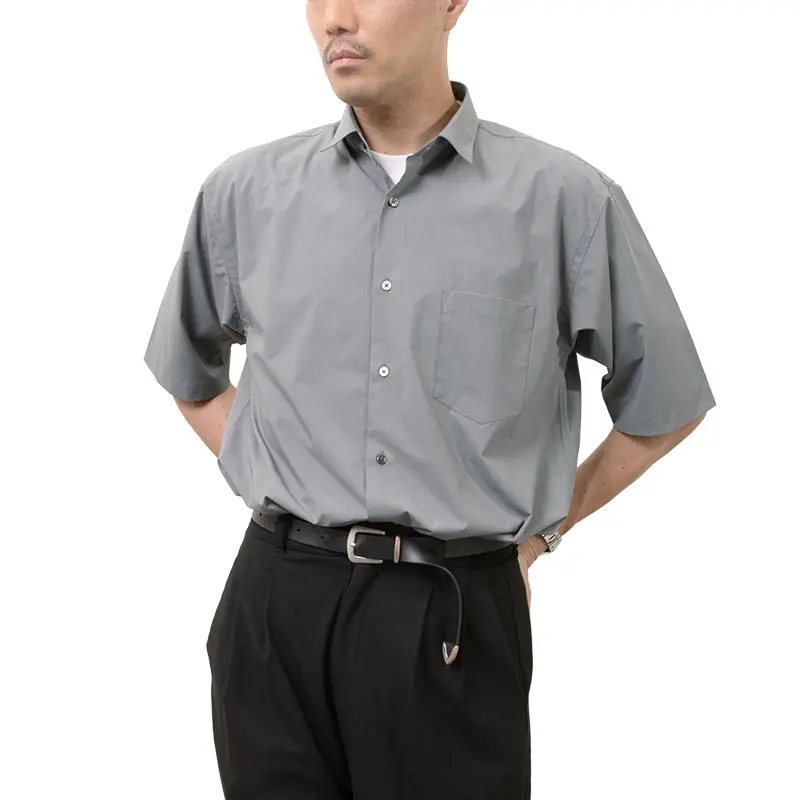 シャツ カジュアルシャツ グレー 半袖 夏 メンズ レーヨン 接触冷感