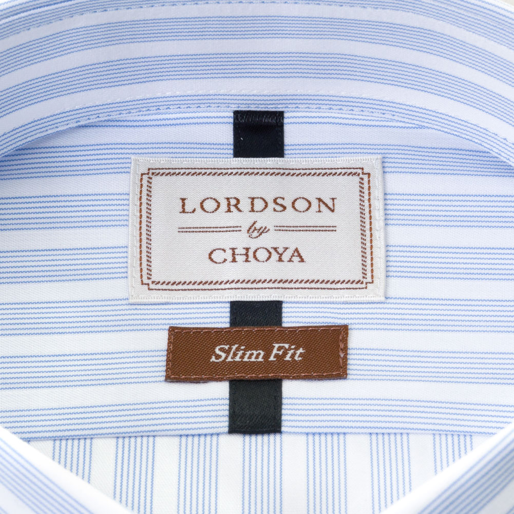 ワイシャツ ストライプ ブルー スリムフィット LORDSON by CHOYA