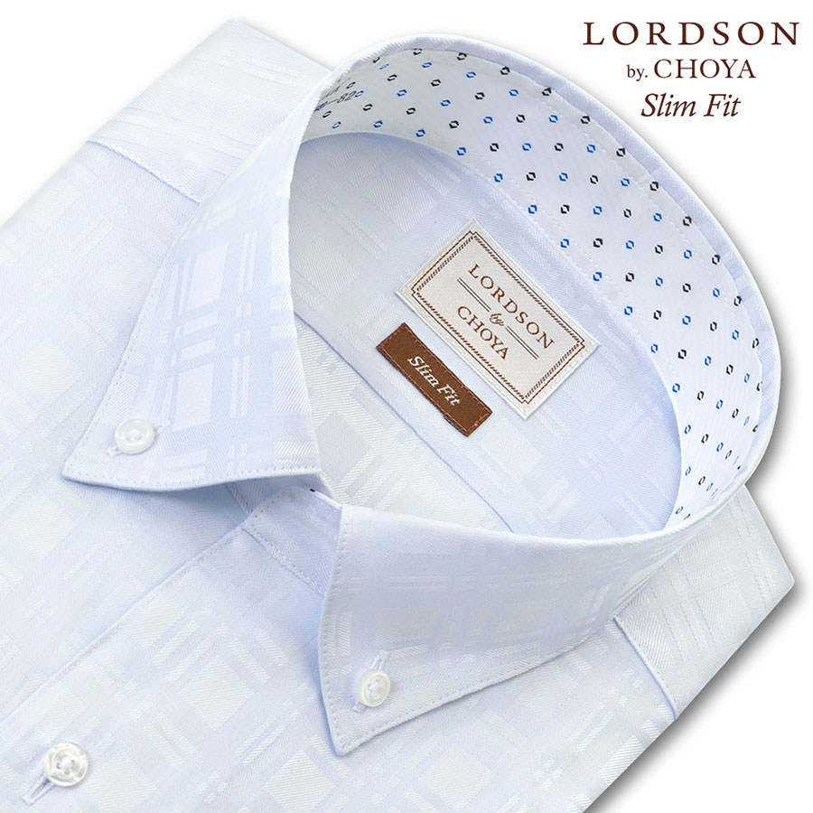 ワイシャツ ブルー ドビー スリムフィット LORDSON by CHOYA