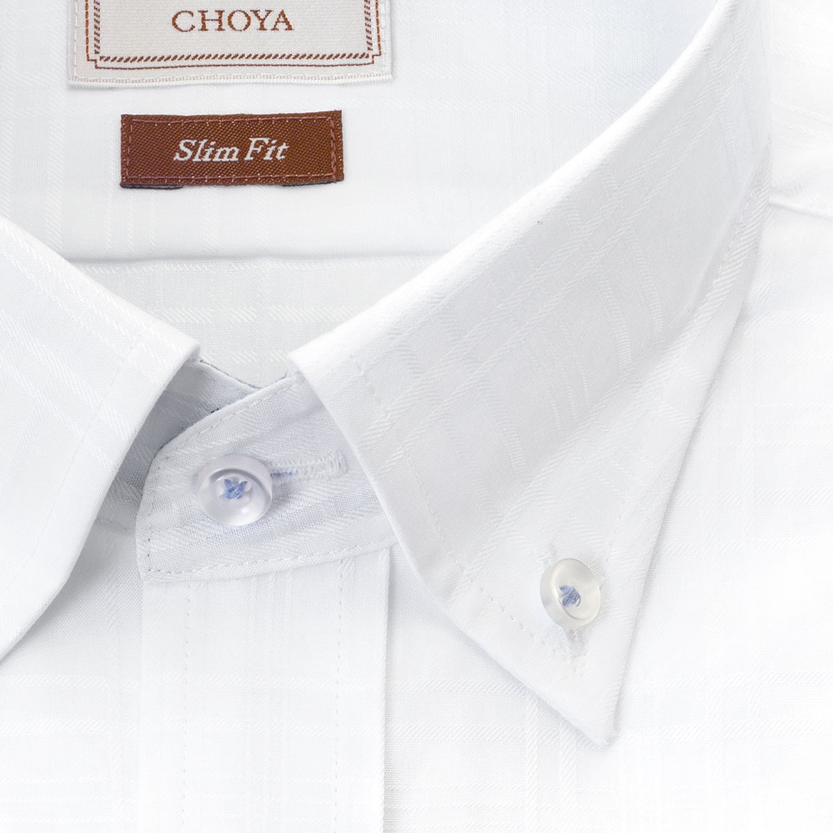 ワイシャツ チェック ホワイト ドビー スリムフィット LORDSON by CHOYA
