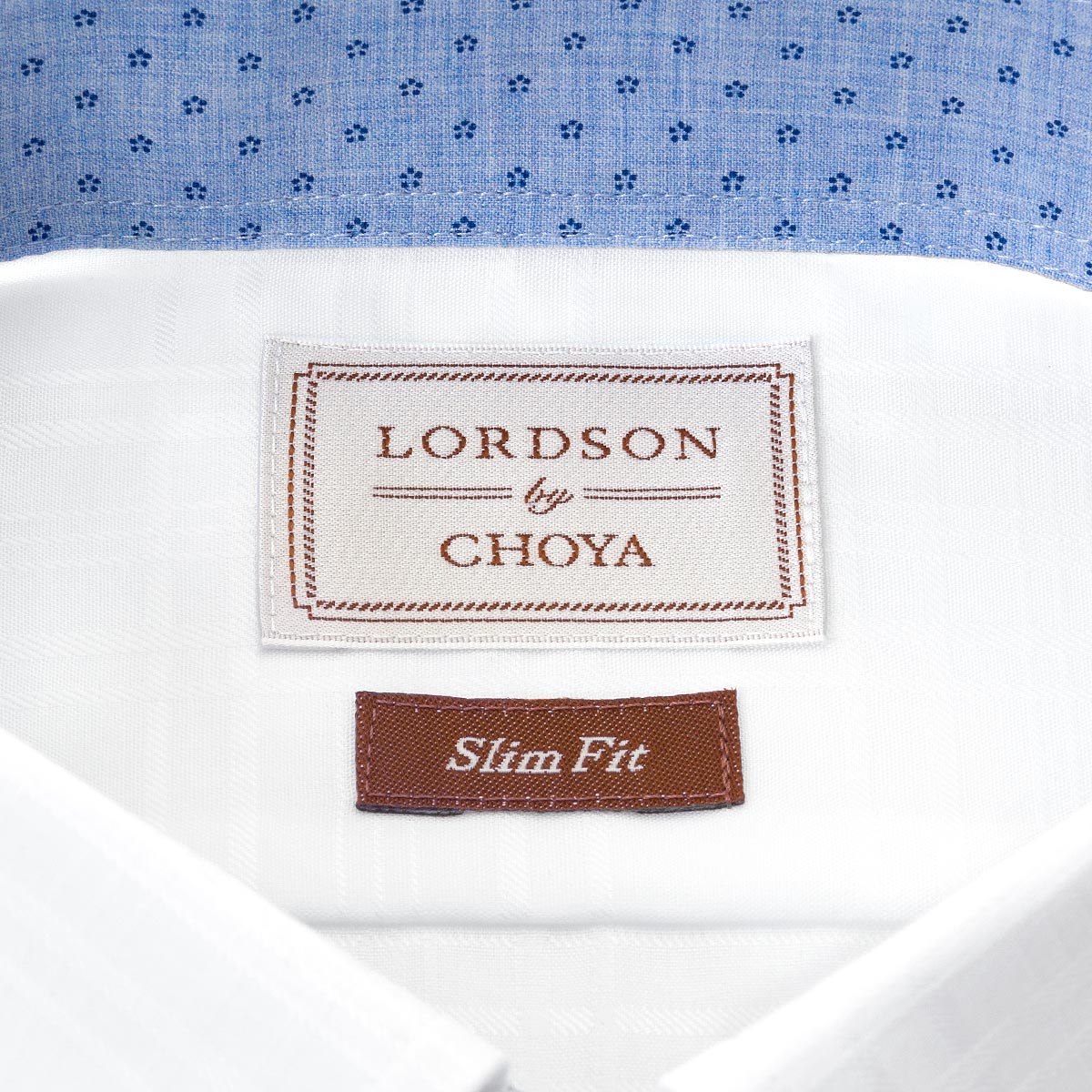ワイシャツ チェック ホワイト ドビー スリムフィット LORDSON by CHOYA