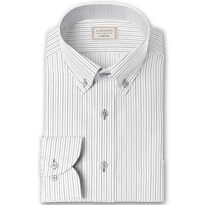 販売の専門店 LORDSON Yシャツ 長袖 ワイシャツ メンズ 形態安定 グレーストライプ シャツ - LITTLEHEROESDENTISTRY