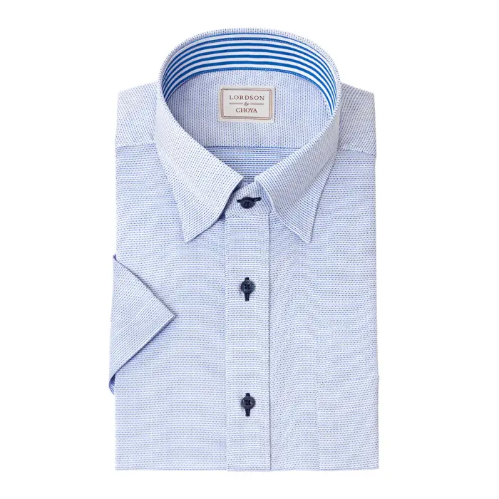 LORDSON by CHOYA 半袖 ワイシャツ メンズ 夏 形態安定加工 ブルードビー スナップダウン |綿100％ 