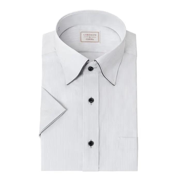 LORDSON by CHOYA 半袖 ワイシャツ メンズ 夏 形態安定加工 グレードビー ストライプ　スナップダウン |綿100％ 