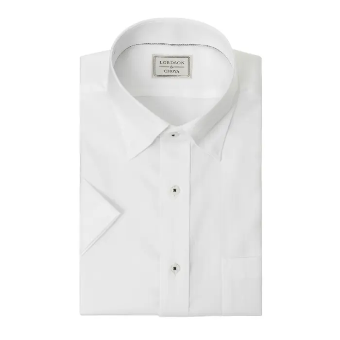 LORDSON by CHOYA 半袖 ワイシャツ メンズ 夏 形態安定加工 白 ドビー ストライプ スナップ |綿100％ 