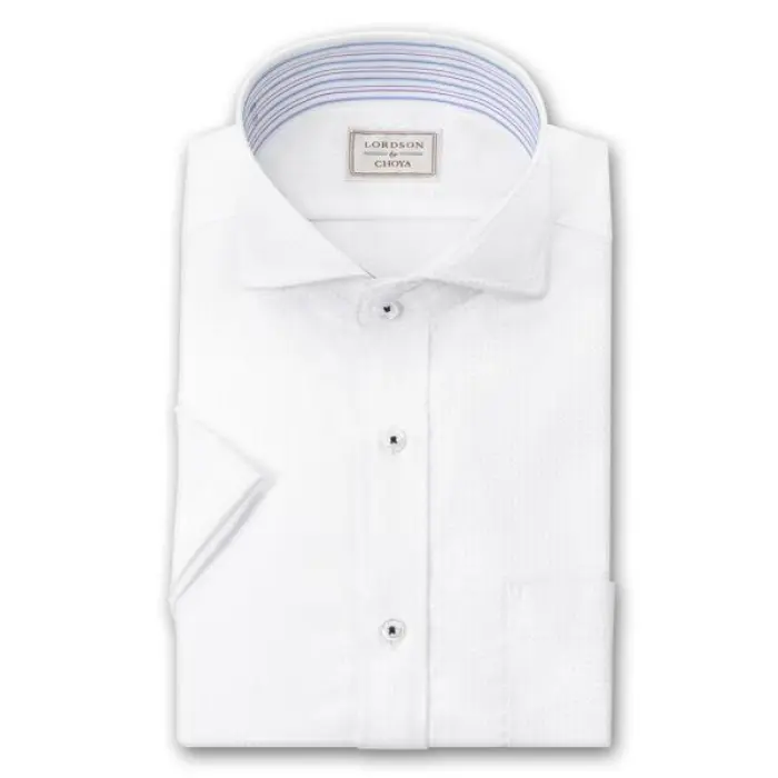 LORDSON Yシャツ 半袖 ワイシャツ メンズ 夏 形態安定 白ドビー カッタウェイシャツ 綿100% ホワイト LORDSON by CHOYA