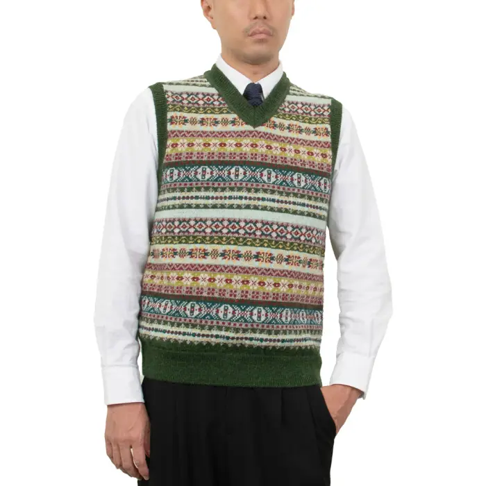 ニット ベスト フェアアイル アメトラ アイビー グリーン メンズ Shirt