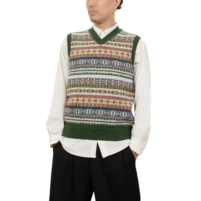 ニット ベスト フェアアイル アメトラ アイビー グリーン メンズ Shirt