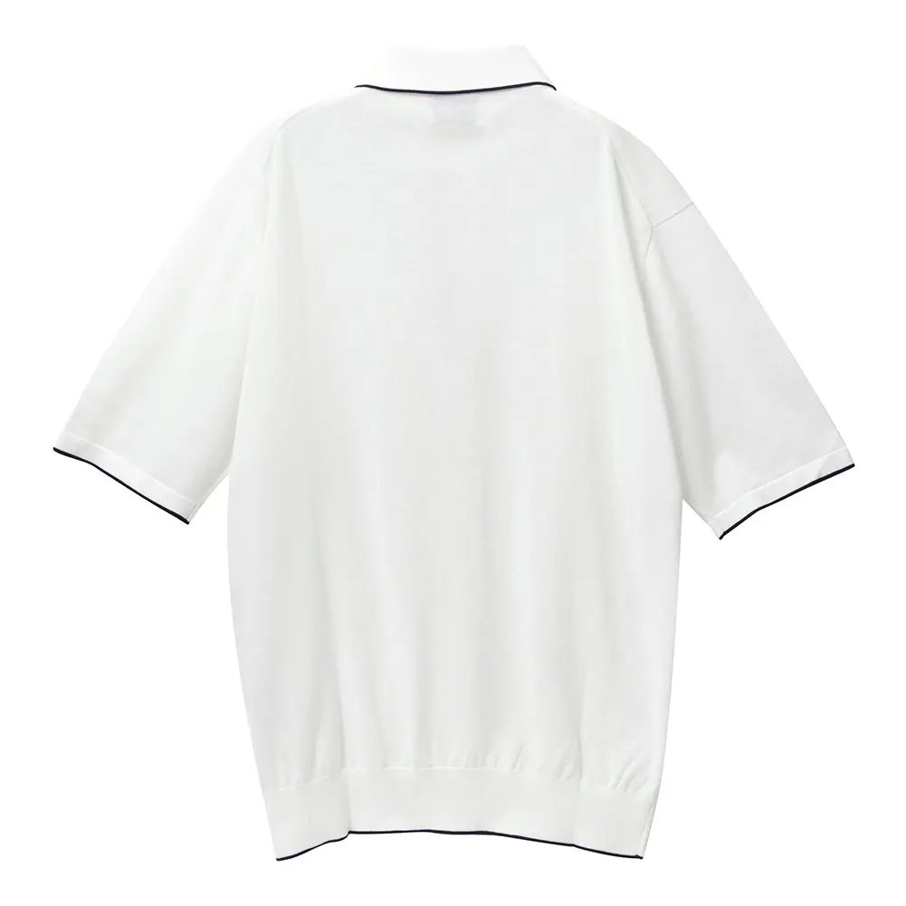 ニットシャツ CHOYA URBAN STYLE  ニット天竺編み 半袖 ポロシャツ 白 ホワイト 抗菌 防臭 綿100％