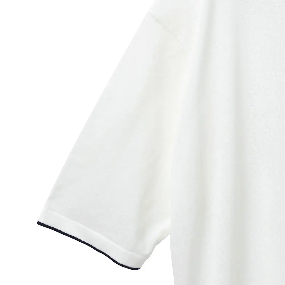 ニットシャツ CHOYA URBAN STYLE  ニット天竺編み 半袖 ポロシャツ 白 ホワイト 抗菌 防臭 綿100％