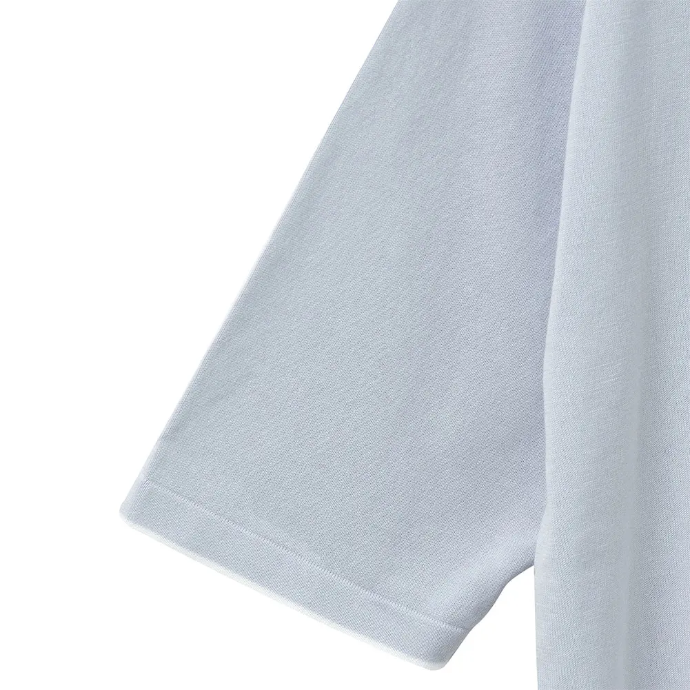 ニットシャツ CHOYA URBAN STYLE  ニット 天竺編み 半袖 ポロシャツ ブルー サックス 抗菌 防臭 綿100％