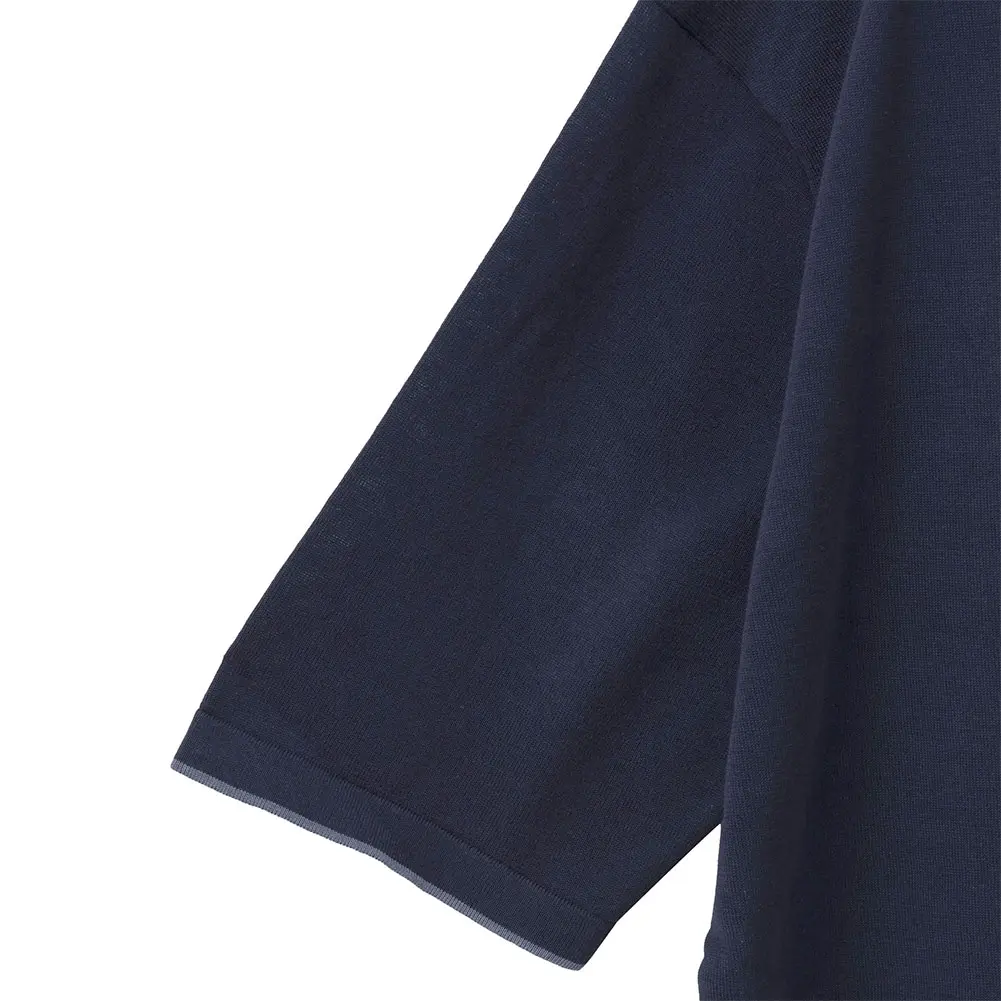 ニットシャツ CHOYA URBAN STYLE  ニット 天竺編み 半袖 ポロシャツ ネイビー 紺 抗菌 防臭 綿100％