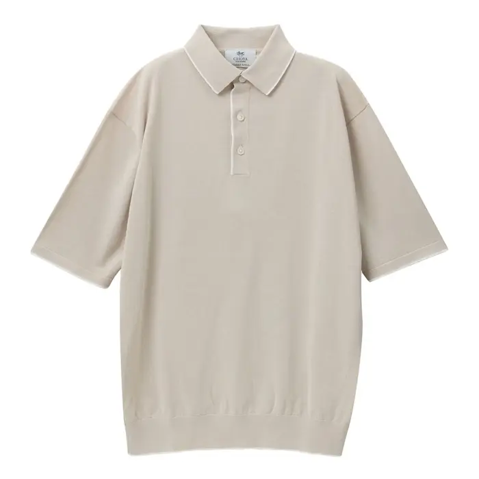 ニットシャツ CHOYA URBAN STYLE  ニット 鹿の子ニット 半袖 ポロシャツ ベージュ 抗菌 防臭 綿100％