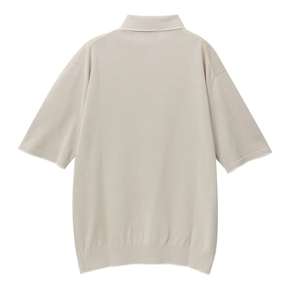 ニットシャツ CHOYA URBAN STYLE  ニット 天竺編み 半袖 ポロシャツ ベージュ 抗菌 防臭 綿100％