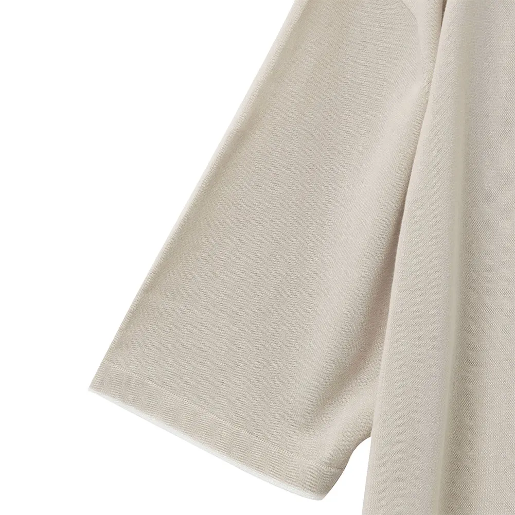ニットシャツ CHOYA URBAN STYLE  ニット 天竺編み 半袖 ポロシャツ ベージュ 抗菌 防臭 綿100％