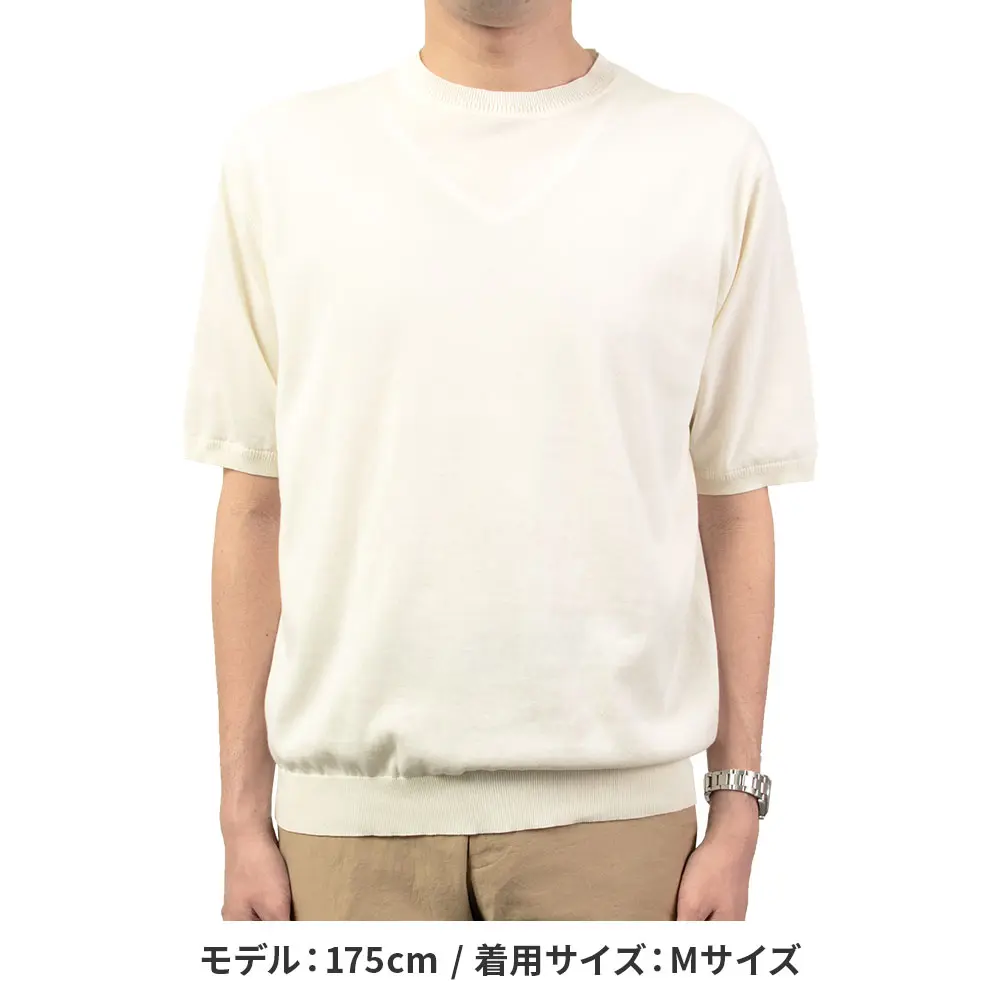 CHOYA URBAN STYLE  サマーニット 天竺編み 天竺ニット 半袖 夏 白 オフホワイト  ビジカジ オフィスカジュアル 抗菌 防臭 綿100％