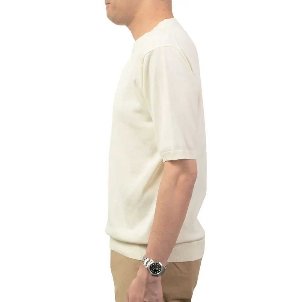 CHOYA URBAN STYLE  サマーニット 天竺編み 天竺ニット 半袖 夏 白 オフホワイト  ビジカジ オフィスカジュアル 抗菌 防臭 綿100％