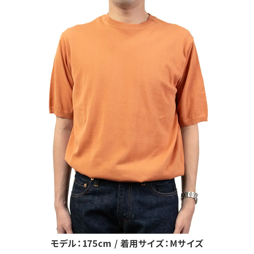 CHOYA URBAN STYLE  サマーニット 天竺編み 天竺ニット 半袖 夏 オレンジ  ビジカジ オフィスカジュアル 抗菌 防臭 綿100％