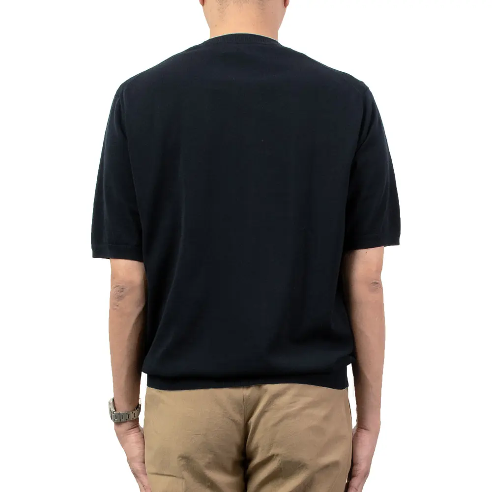 CHOYA URBAN STYLE  サマーニット 天竺編み 天竺ニット 半袖 夏 ネイビー 紺  ビジカジ オフィスカジュアル  抗菌 防臭 綿100％
