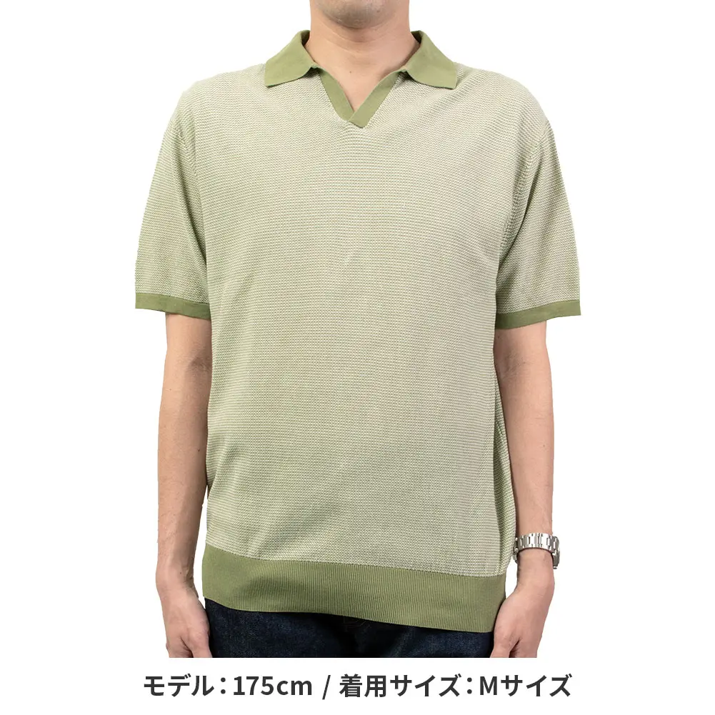 CHOYA URBAN STYLE  サマーニット ニットポロシャツ 半袖 夏 グリーン 緑 ビジカジ オフィスカジュアル 抗菌 防臭 綿100％