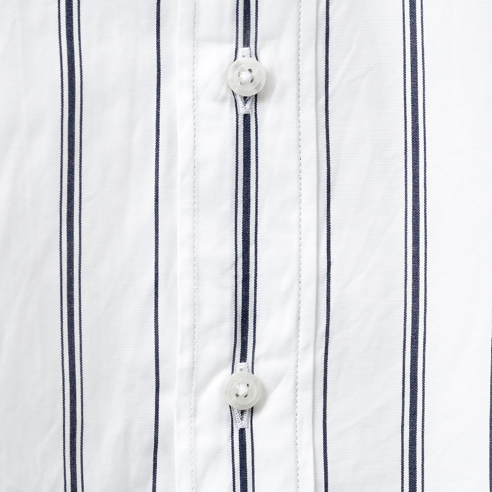 CHOYA URBAN STYLE カジュアルシャツ スタンドカラー バンドカラー ストライプ ホワイト 白 ネイビー 紺色 綿100％ 春夏秋