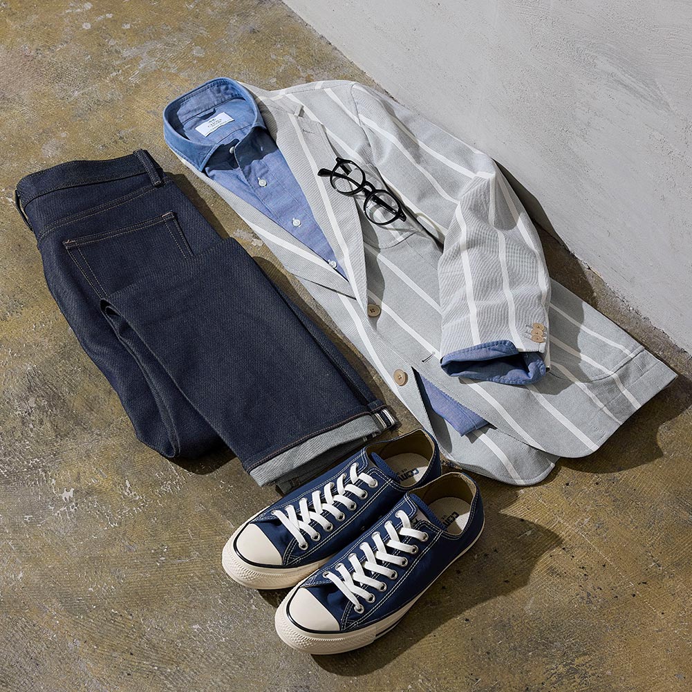 CHOYA URBAN STYLE カジュアルシャツ 綿100％  コットン 長袖 カッタウェイ サックス ブルー 無地