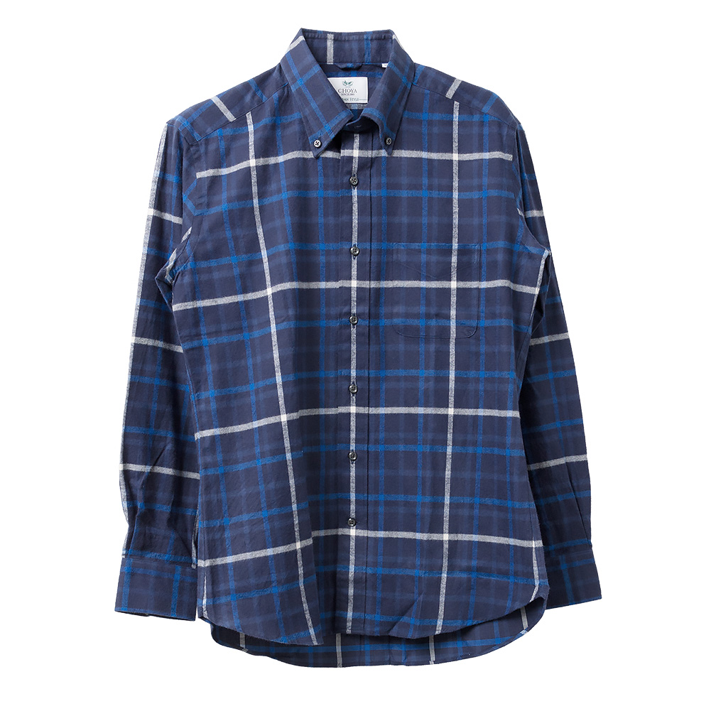 ワイシャツ スリムフィット チェック ブルー CHOYA URBAN STYLE