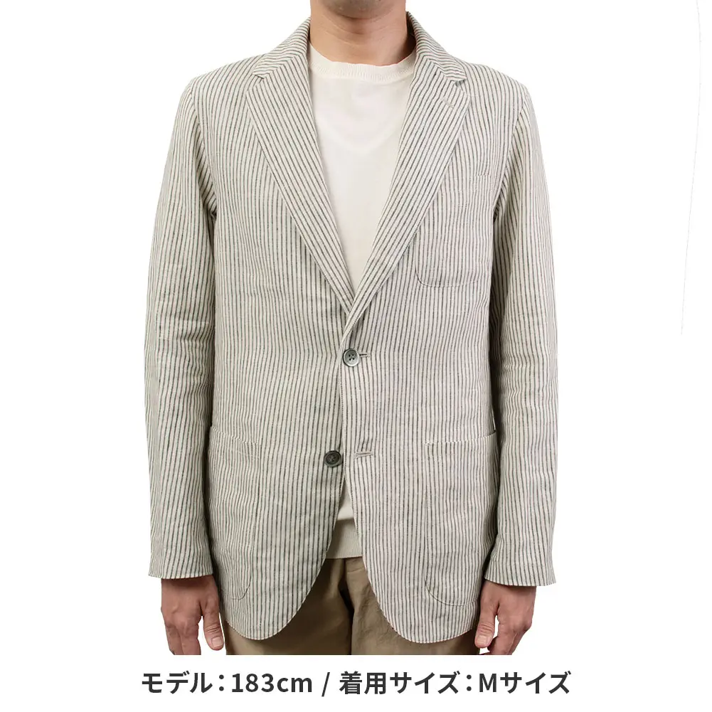 ジャケット リネン 麻 カジュアル オフィスカジュアル クールビズ ベージュ ストライプ CHOYA URBANSTYLE（ラッピング不可）