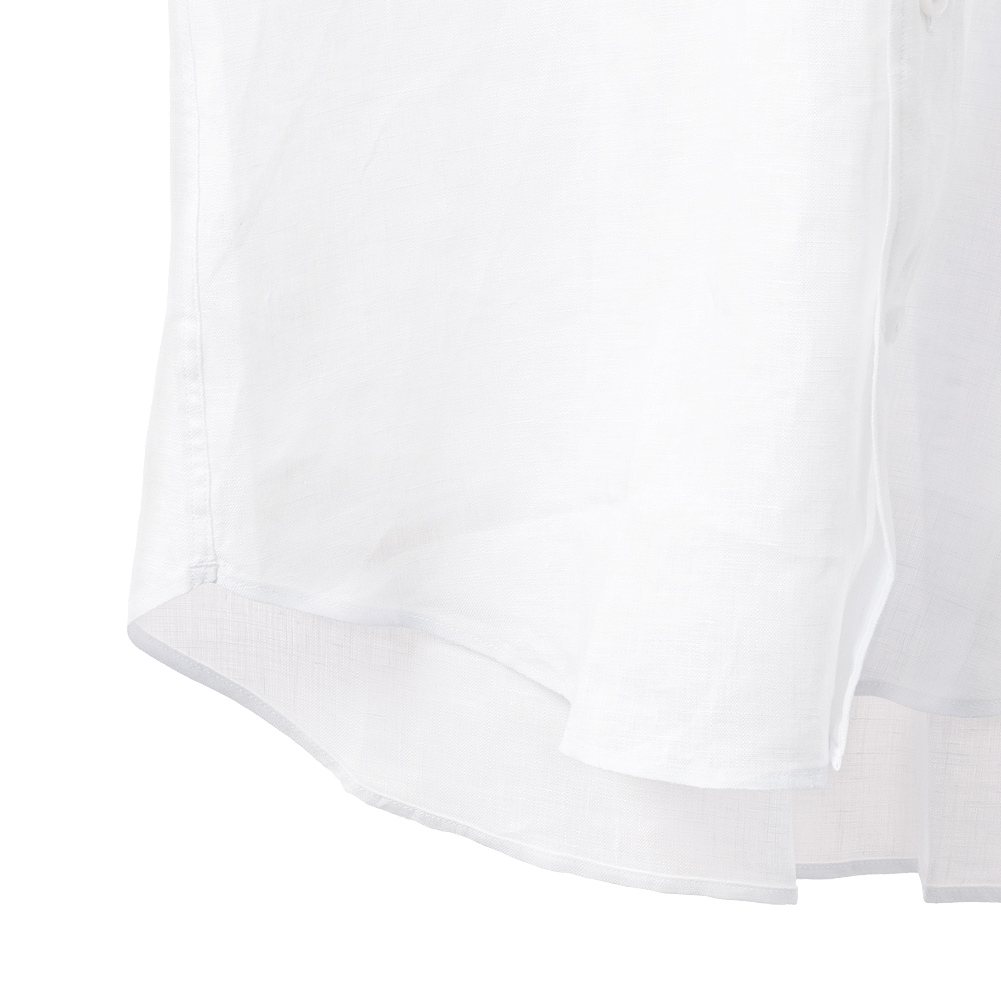 CHOYA URBAN STYLE カジュアルシャツ 半袖 スタンドカラー バンドカラー リネン 麻 無地 ホワイト 白