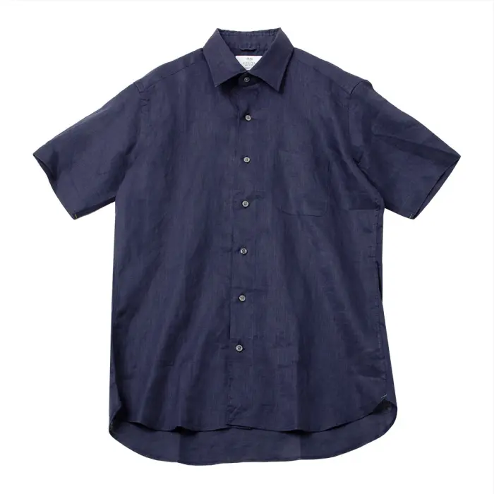 CHOYA URBAN STYLE カジュアルシャツ ネイビー 紺 半袖 麻  リネン100% リゾート 夏 