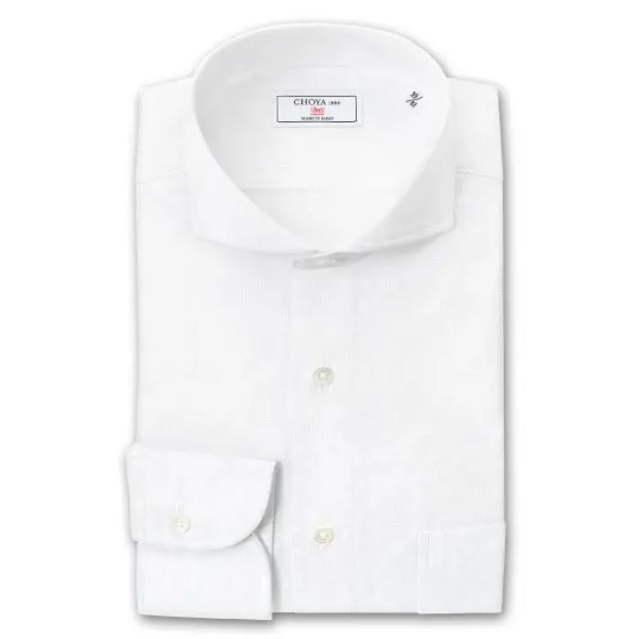 J∞QUALITY認定商品 長袖 ワイシャツ メンズ 春夏秋冬 綿100% 日本製生地 日本縫製 白 ホワイト カッタウェイ ドレスシャツ