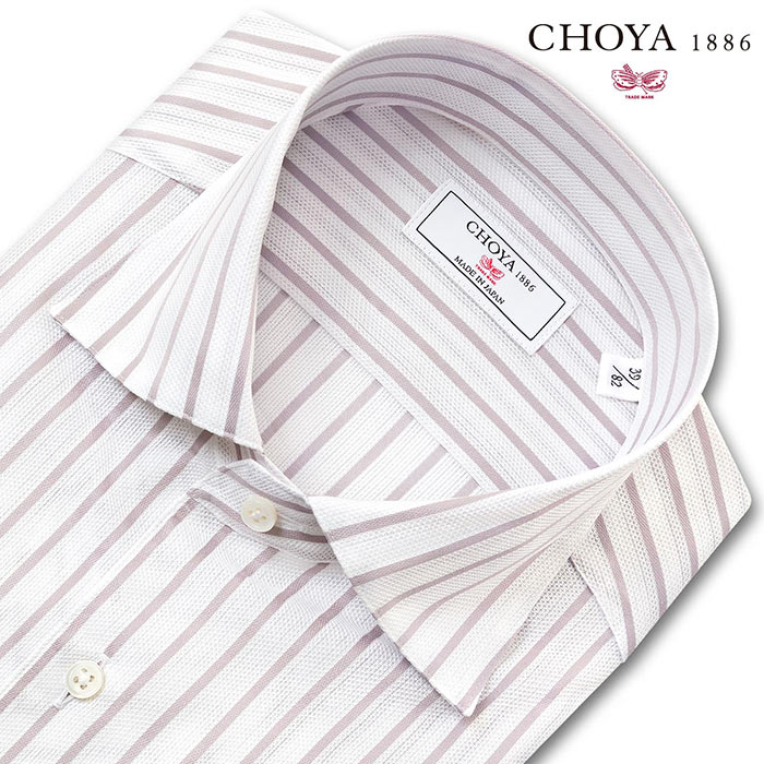 ワイシャツ ストライプ ブラウン CHOYA1886