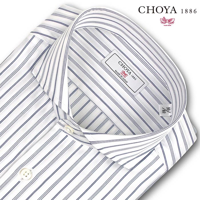 CHOYA1886 長袖カッタウェイ ネイビー ワイシャツ