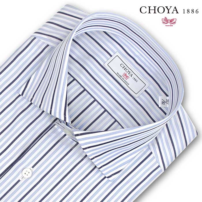 CHOYA1886 長袖カッタウェイ ブルー ワイシャツ