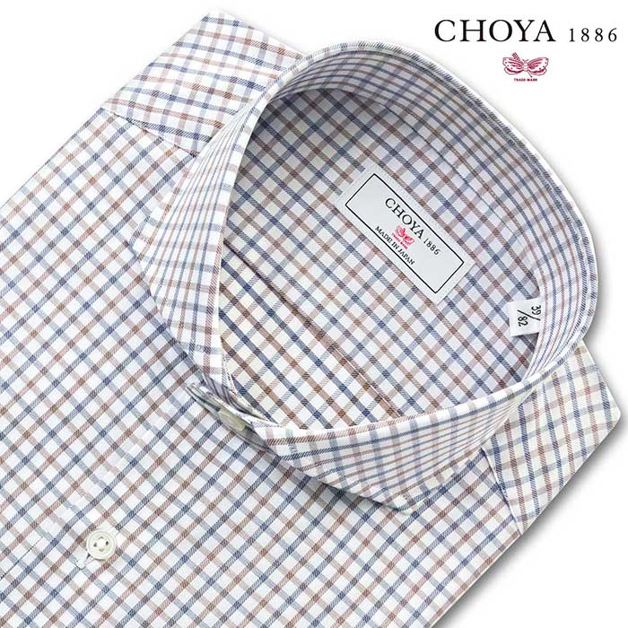 ワイシャツ チェック ネイビー ドビー CHOYA1886