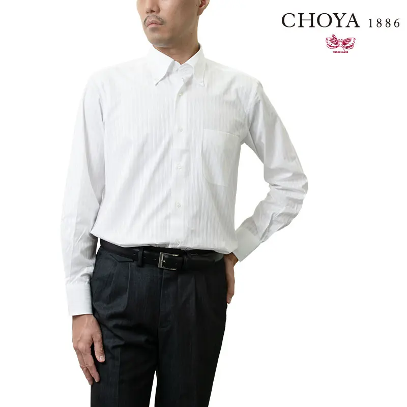 ワイシャツ ストライプ ホワイト ドビー CHOYA1886｜CHOYA SHIRT