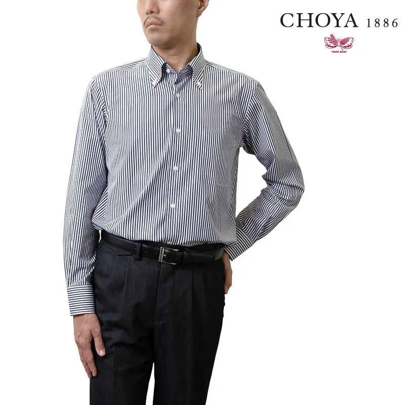 ワイシャツ ストライプ ネイビー CHOYA1886｜CHOYA SHIRT（チョーヤ