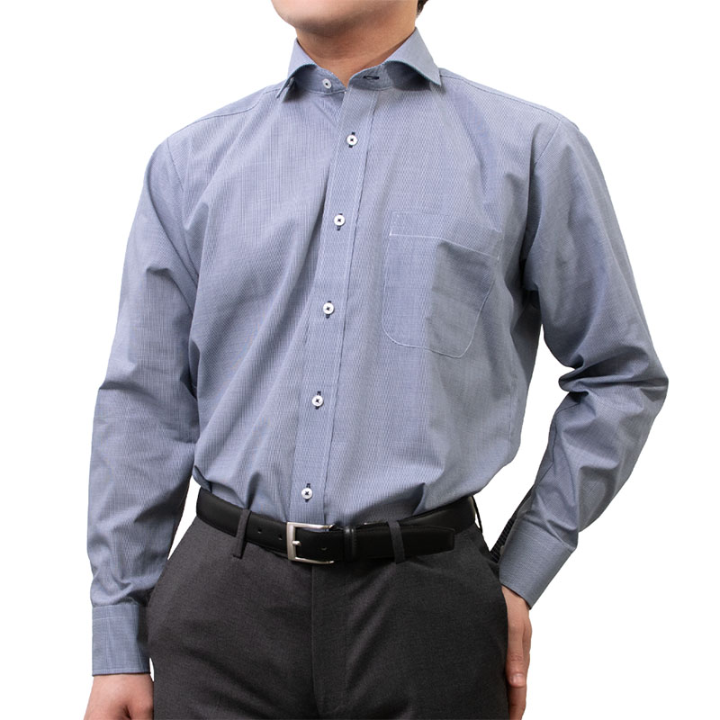 ワイシャツ/ポリエステル/綿/NAVY/ワイシャツ ネイビー-M82