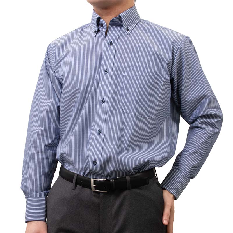 ワイシャツ ストライプ ネイビー ｜SHIRT STATION（シャツステーション