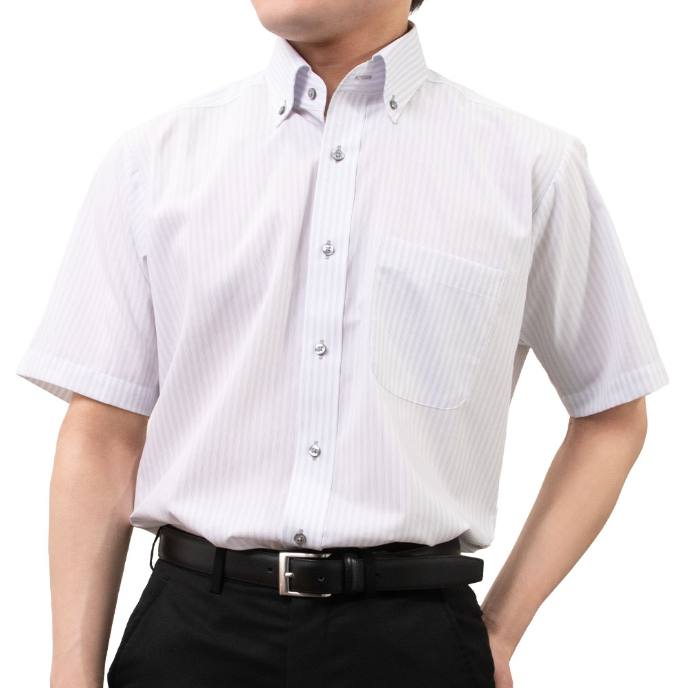 半袖ワイシャツ ストライプ グレー 接触冷感 FIRE FLAG｜SHIRT STATION